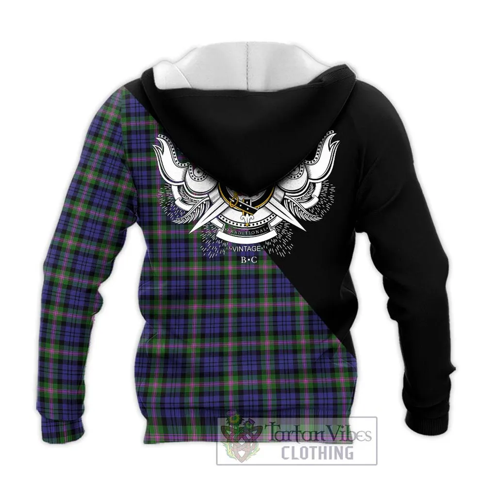 Baird Modern Tartan Knitted Hoodie with Family Crest and Military Logo Style