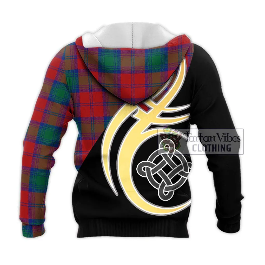 Byres (Byses) Tartan Knitted Hoodie with Family Crest and Celtic Symbol Style